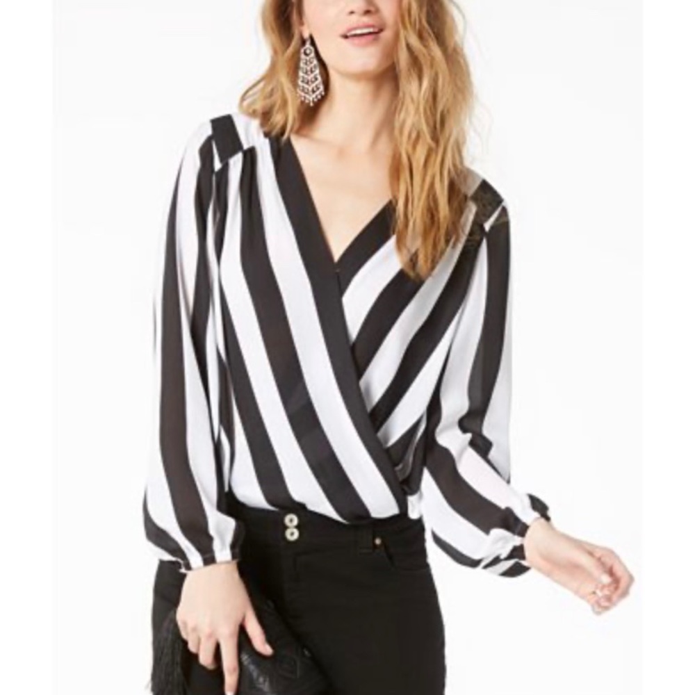 Black and white striped blouse